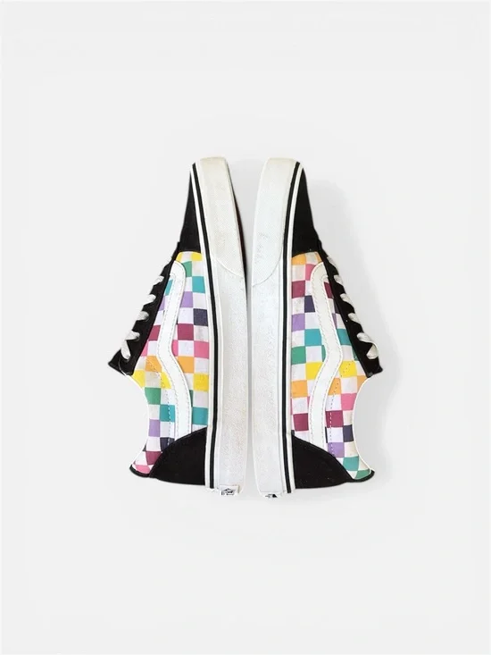 Vans Old Skool Checkerboard Low-top Sneaker in Black Multicolor - Picture 4 of 9